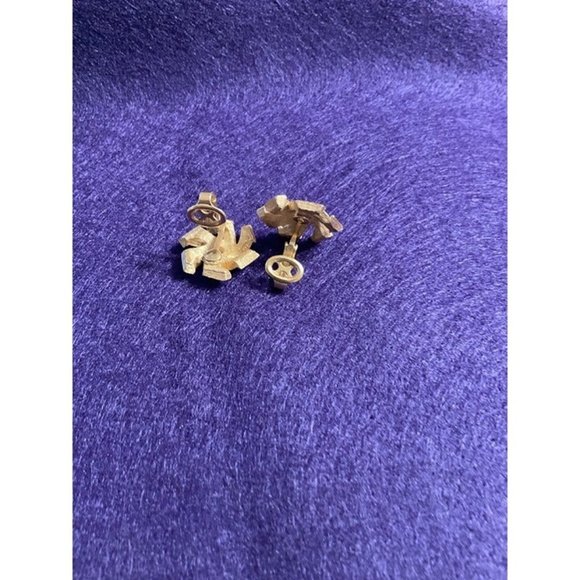 Beautiful Rare Vintage Crown Trifari Automic Style Gold Tone Clip Earrings HTF - Picture 5 of 6